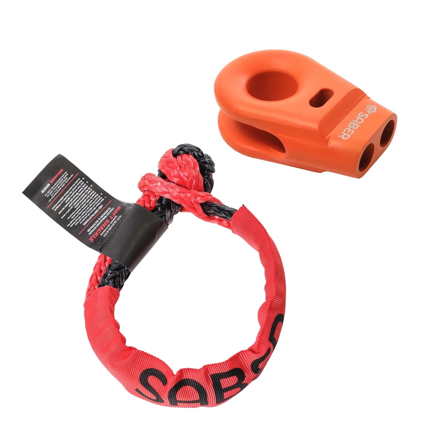 Saber 6061 Aluminium Spliced Winch Thimble - Cerakote Orange & 9K Soft Shackle - SBR-SWTOK1
