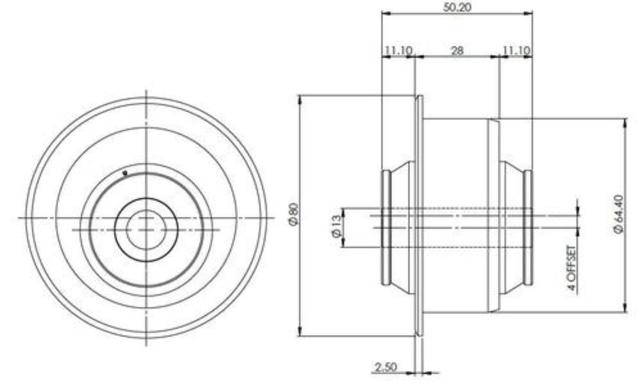 MQB FLCA Rear Bush Double OS Suits Alloy Subframe (80 duro/ShA) - SPF5594K