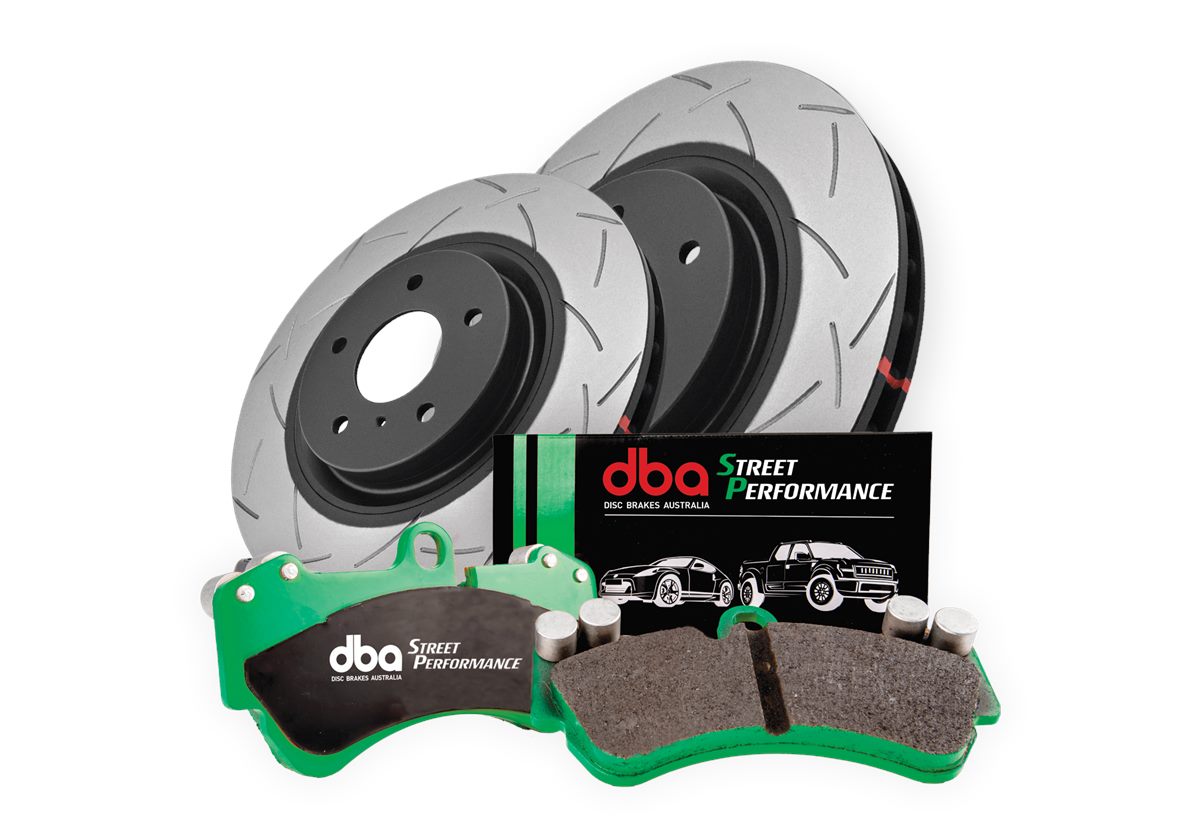 Brake Kit - 4000 Series T3 Slotted & Street Performance Brake Pads (2x DBA42166S + DB9021SP) - DBA42166S-9021SP
