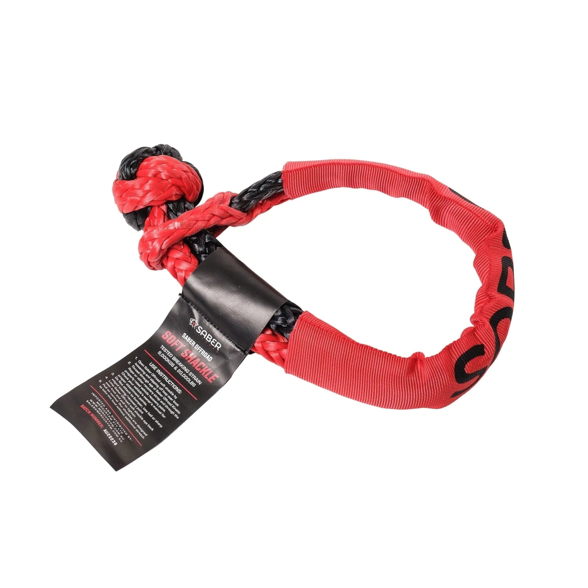 7075 Aluminium Rope Friendly Recovery Hitch - Black & 9K Soft Shackle - SBR-RFRH2BLKK1
