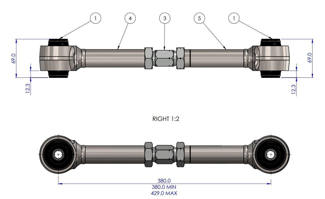 Trailing Arm - Upper Adjustable Kit (80 duro/ShA) - TRC1138