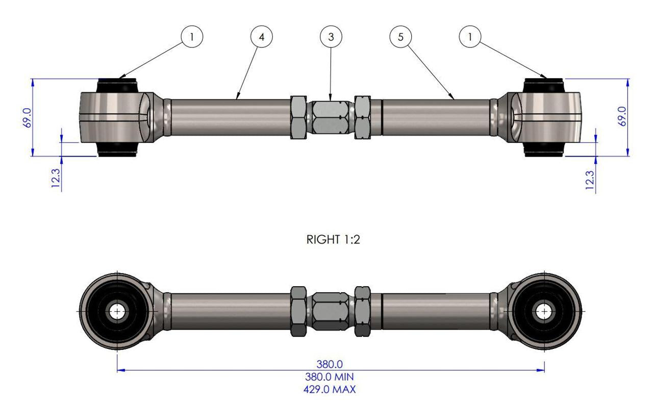Trailing Arm - Upper Adjustable Kit (80 duro/ShA) - TRC1138