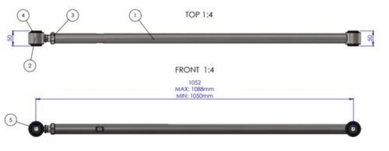 Adjustable Panhard Rod (80 duro/ShA) - TRC1140