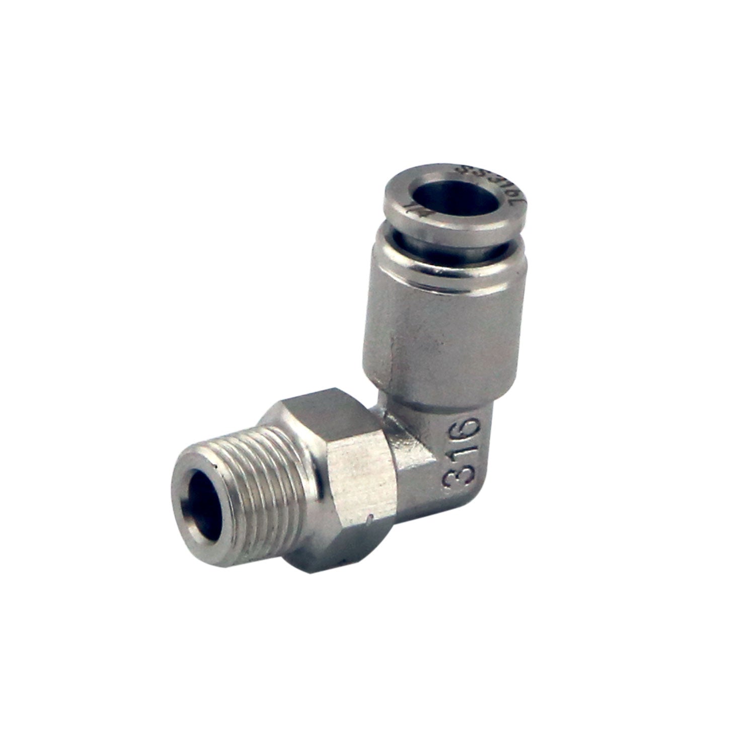 1/8" NPT 90º Pushloc Fitting - SS - 1/4" - TS-0550-3054
