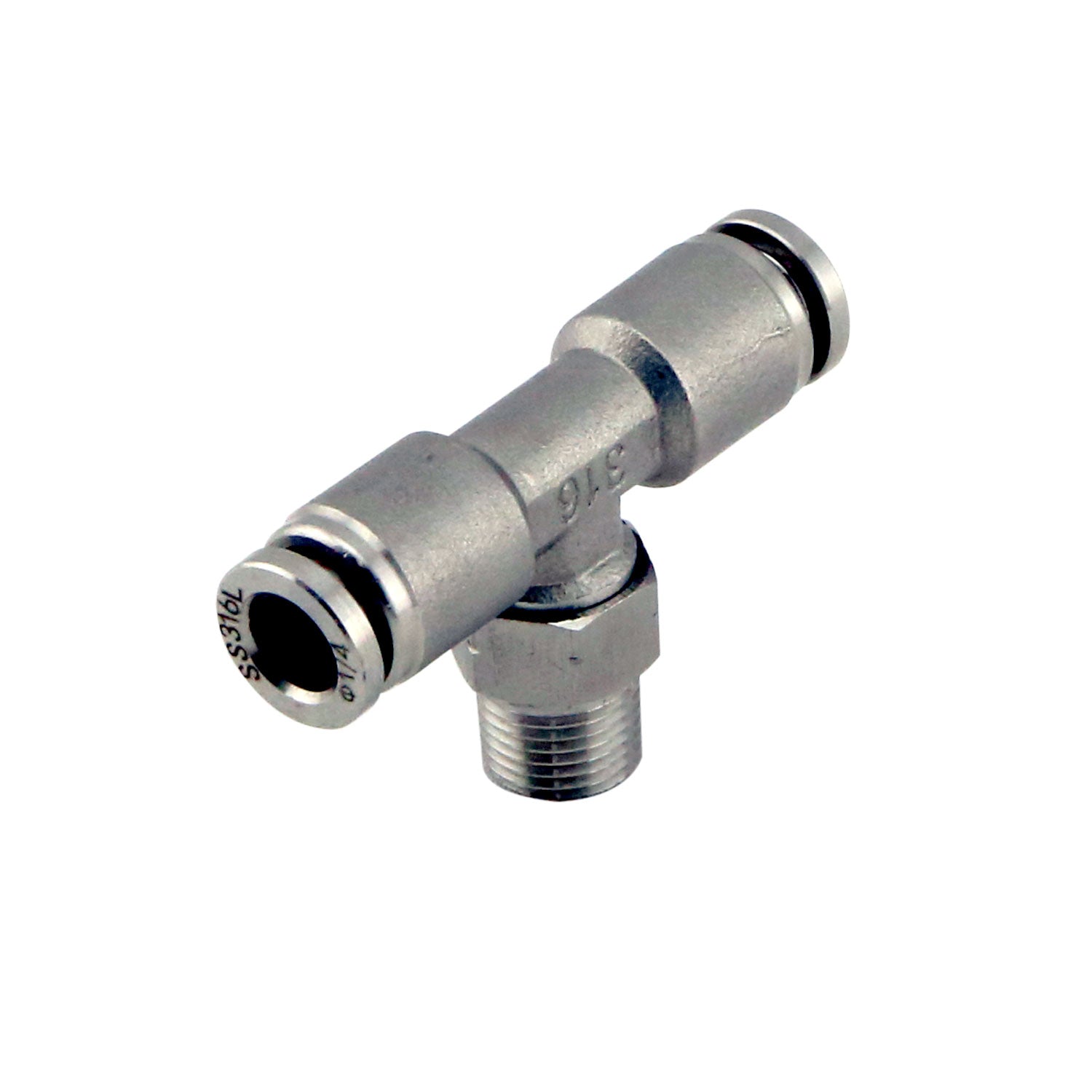 1/8" NPT Tee Pushloc Fitting - SS - 1/4" - TS-0550-3055