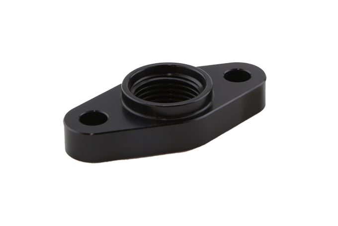 Billet Turbo Drain adapter with Silicon O-ring. 52mm Mounting Holes - T3/T4 style fit. - TS-0804-1011