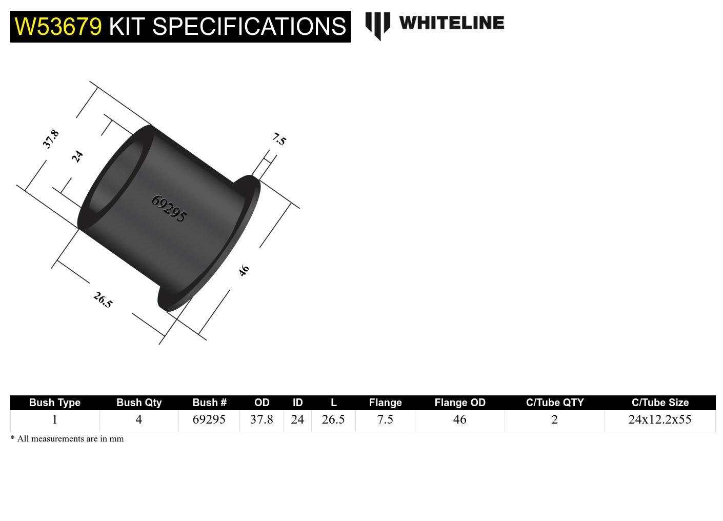 Front Control Arm Lower - Inner Front Bushing Kit - W53679
