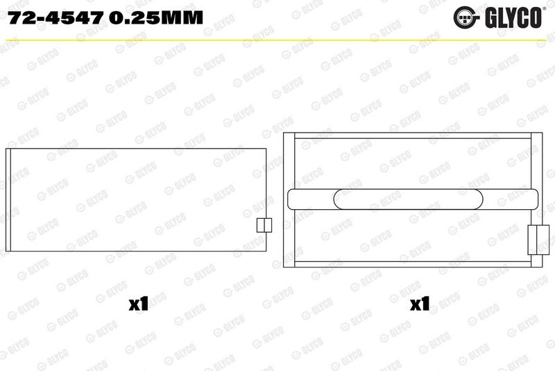 Kloķvārpstas gultņa ieliktnis - 72-4547 0.25mm