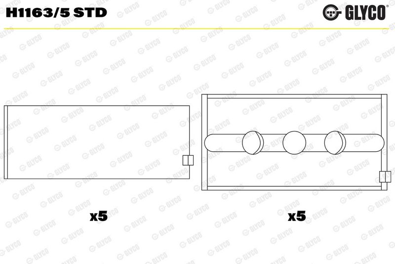 Kloķvārpstas gultņa ieliktnis - H1163/5 STD
