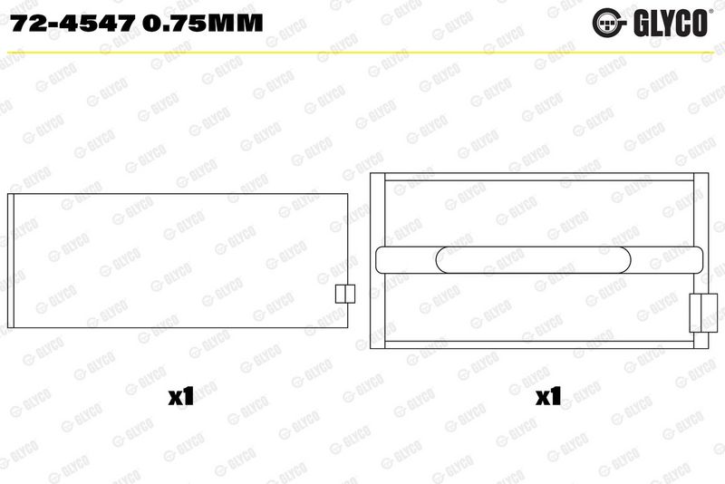 Kloķvārpstas gultņa ieliktnis - 72-4547 0.75mm