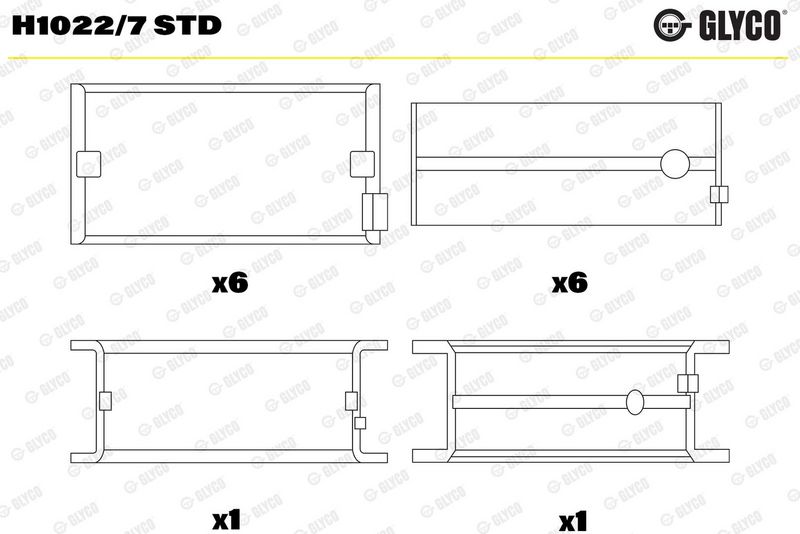 Kloķvārpstas gultņa ieliktnis - H1022/7 STD