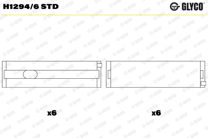 Kloķvārpstas gultņa ieliktnis - H1294/6 STD