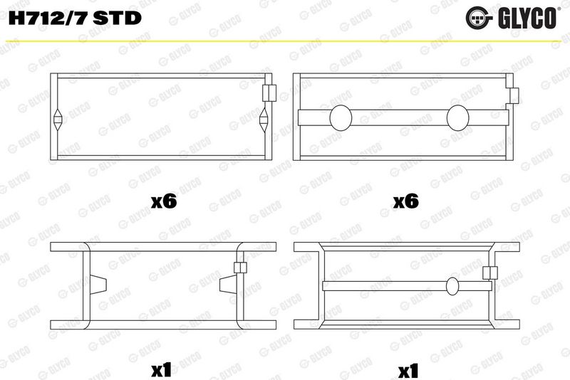 Kloķvārpstas gultņa ieliktnis - H712/7 STD