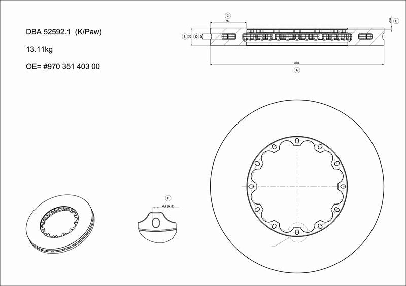 5000 series - Crossed Drilled, Slotted & Dimpled - Rotor Only - DBA52592.1XD