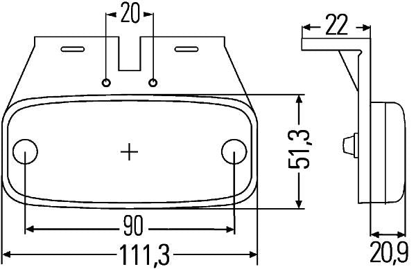 Sānu gabarītlukturis - 2PS 345 600-037