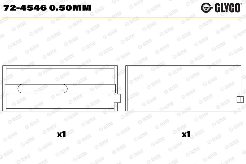 Kloķvārpstas gultņa ieliktnis - 72-4546 0.50mm