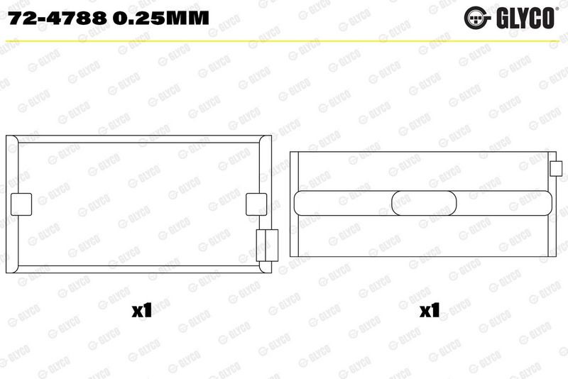 Kloķvārpstas gultņa ieliktnis - 72-4788 0.25mm