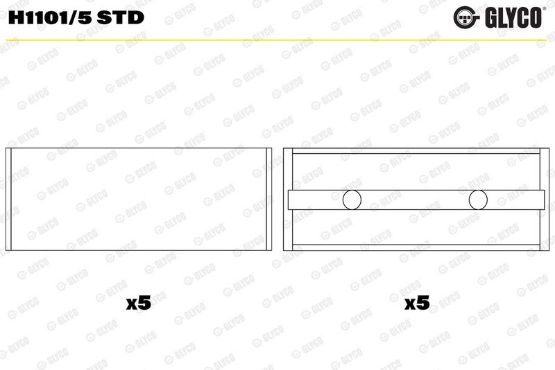 Kloķvārpstas gultņa ieliktnis - H1101/5 STD