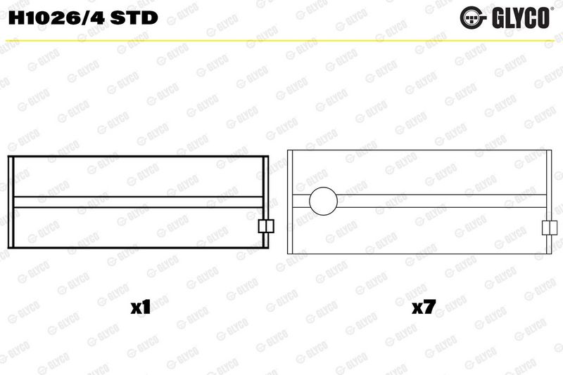 Kloķvārpstas gultņa ieliktnis - H1026/4 STD
