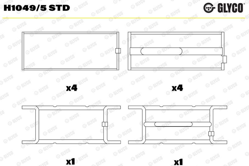 Kloķvārpstas gultņa ieliktnis - H1049/5 STD