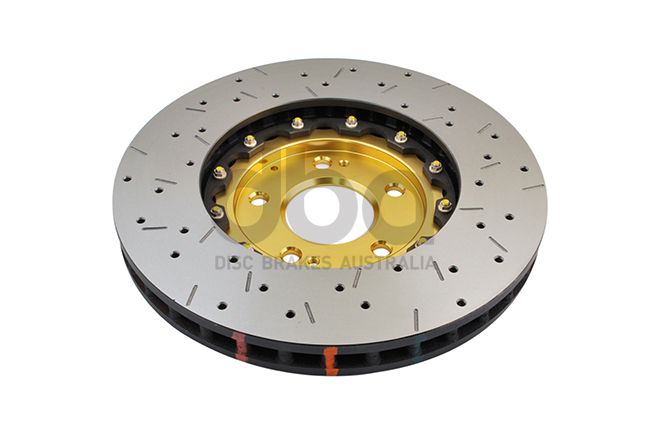 5000 series - Crossed Drilled & Slotted 2-Piece Gold Hat - DBA52218GLDXS
