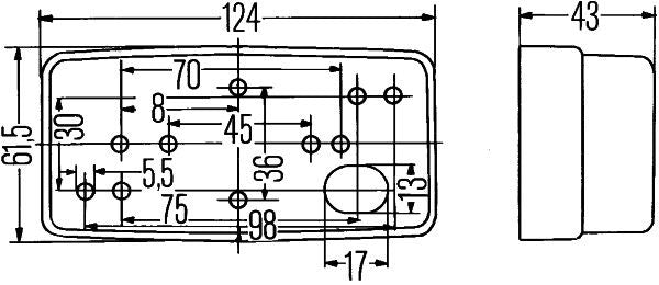 Sānu gabarītlukturis - 2PS 004 361-001