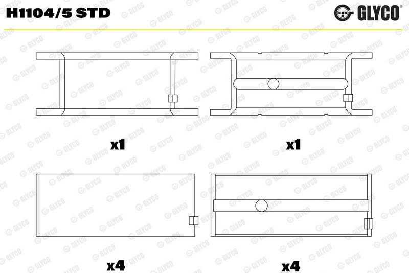 Kloķvārpstas gultņa ieliktnis - H1104/5 STD