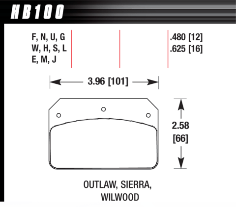 Hawk Brake Pad - HT-10 (12 mm) - HB100S.480