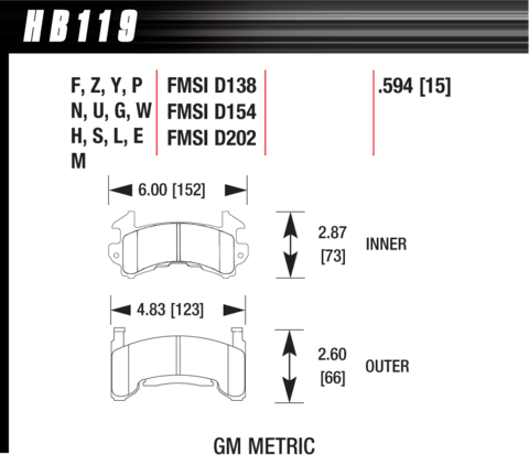 Hawk Brake Pad - Blue 9012 (15 mm) - HB119E.594