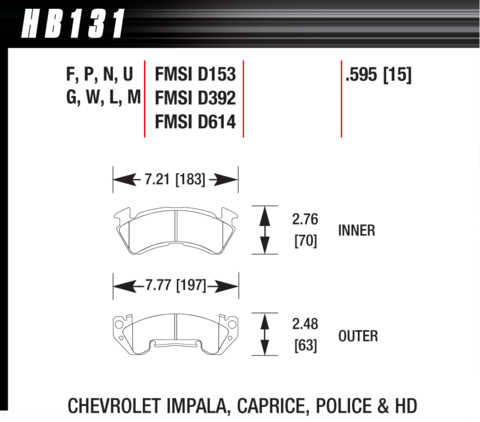 Hawk Brake Pad - DTC-70 (15 mm) - HB131U.595