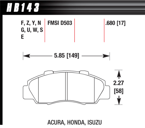 Hawk Brake Pad - Blue 9012 (17 mm) - HB143E.680