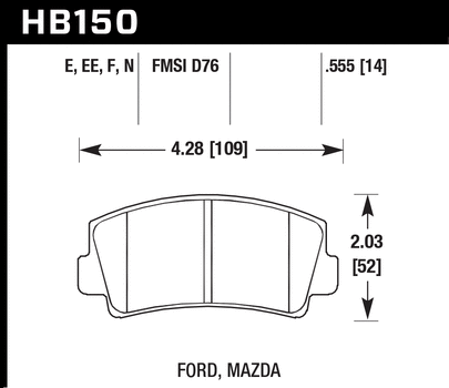 Hawk Brake Pad - HP Plus - HB150N.555