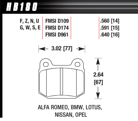 Hawk Brake Pad - HP Plus - HB180N.560