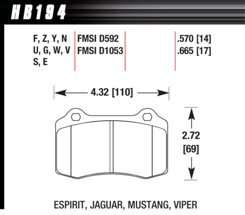 Hawk Brake Pad - DTC-50 (14 mm) - HB194V.570