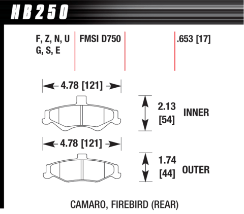 Hawk Brake Pad - HT-10 (17 mm) - HB250S.653