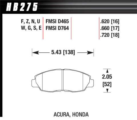Hawk Brake Pad - HPS - HB275F.620