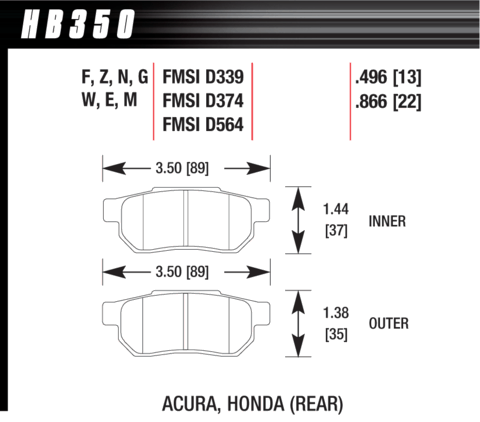 Hawk Brake Pad - DTC-60 (13 mm) - HB350G.496
