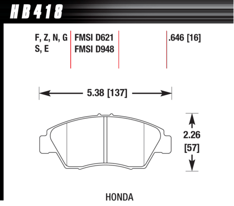 Hawk Brake Pad - HPS - HB418F.646