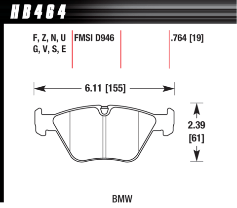 Hawk Brake Pad - Blue 9012 (19 mm) - HB464E.764