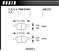 Hawk Brake Pad - Blue 9012 (17 mm) - HB519E.682