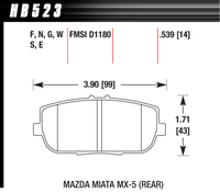 Hawk Brake Pad - DTC-60 (14 mm) - HB523G.539