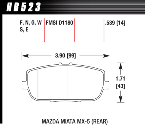 Hawk Brake Pad - HPS - HB523F.539