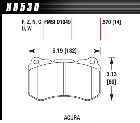 Hawk Brake Pad - DTC-60 (14 mm) - HB530G.570