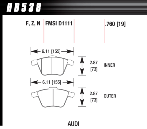 Hawk Brake Pad - HPS - HB538F.760