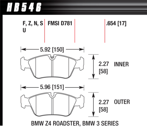 Hawk Brake Pad - HT-10 (17 mm) - HB546S.654