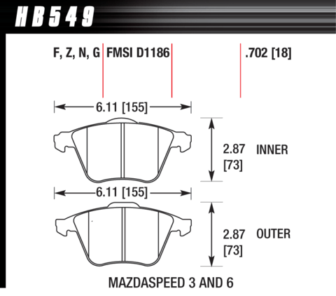 Hawk Brake Pad - HPS - HB549F.702