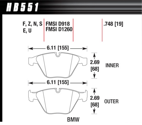 Brake Pad - DTC-30  - HB551W.748