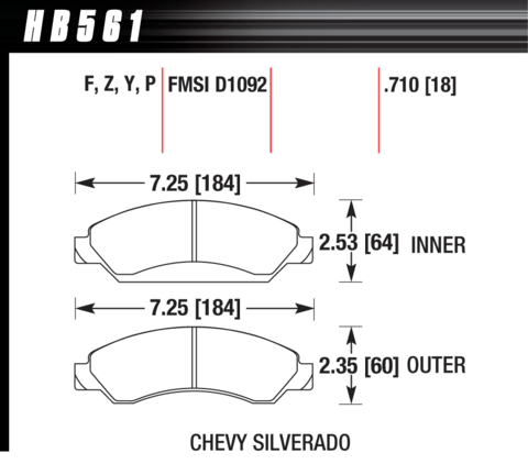 Hawk Brake Pad - LTS - HB561Y.710