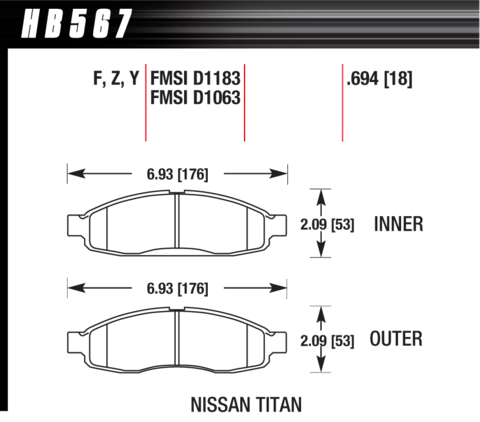Hawk Brake Pad - LTS - HB567Y.694