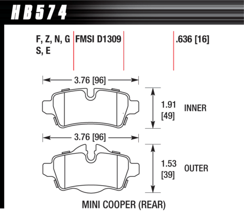 Hawk Brake Pad - HPS 5.0 - HB574B.636